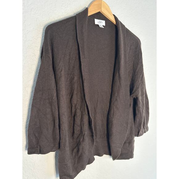 Loft Rabbit Hair Brown Sweater Cardigan Medium Cozy Preppy Grandma Winter Fall - Picture 2 of 6